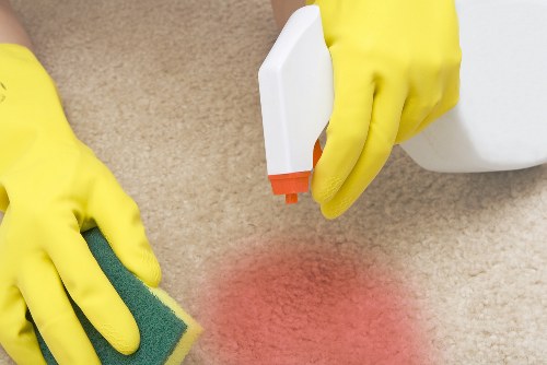 Airbnb cleaning supplies arranged for a guest-ready rental