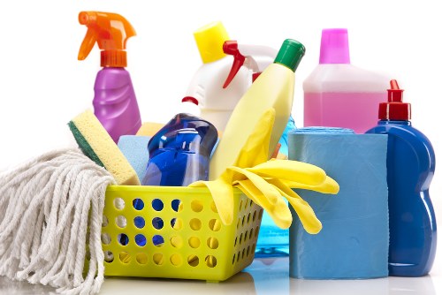 Professional cleaning of a busy business lobby