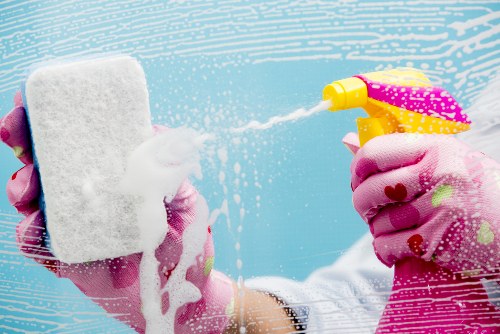 Professional office cleaning in a modern reception area